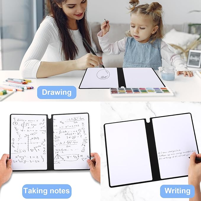 Portable A5 Dry Erase Notebook, 9.4x6.5 Inch Reusable Dry Erase Notebook Erasable Notebook Whiteboard Notebook for Business Home Office (Deep Grey)
