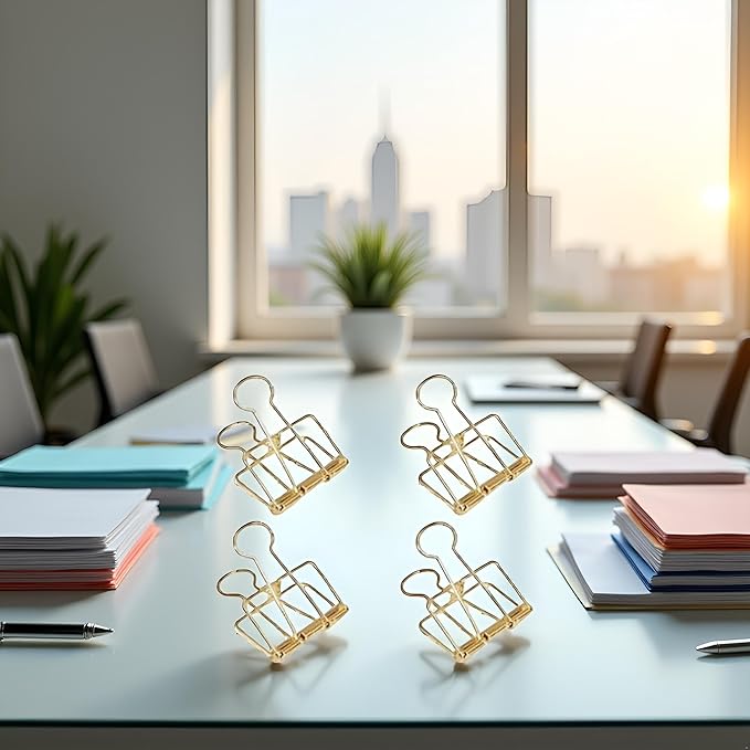 4Pcs Gold Hollow Out Long Tail Wire Binder Clips Paper Binder Clip Large Binder and Paper Clips Small in Size and Light in Weight,Clips, Clamps,Office Products Tape, Adhesives and Fasteners 51mm