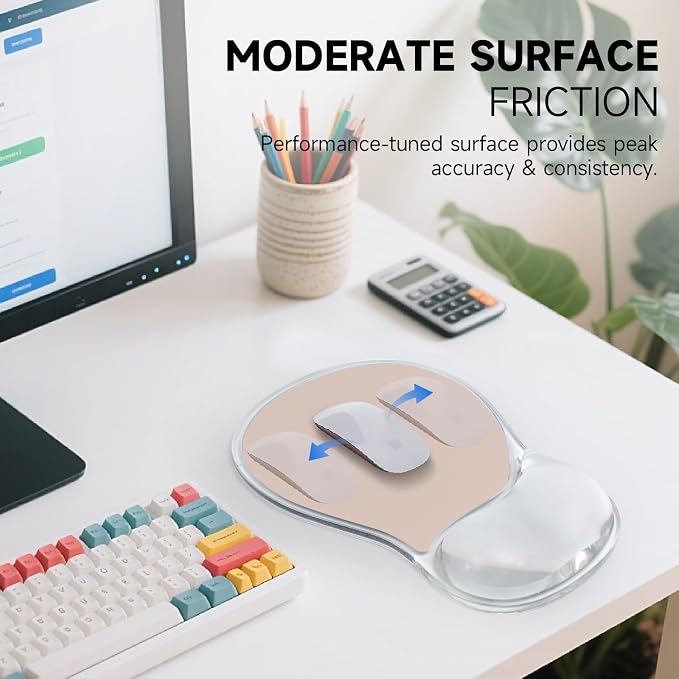 AUPET Ergonomic Mouse Pad with Gel Wrist Support – Non-Slip Mouse Mat with Comfortable Memory Gel Cushion – Relieves Wrist Pain – Designer Pattern for Home Office & Gaming (Flesh Color)