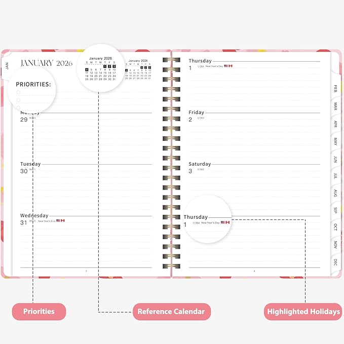 2026 Planner, Weekly and Monthly Calendar Academic Planner, Jan 2026 - Dec 2026, Planning Agenda Book for Desk Accessories and School Supplies - A5 (6.3'' x 8.5'')
