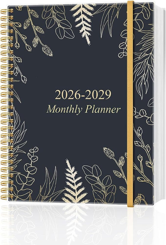 2026-2029 Monthly Planner, 3 Years Calendar from July 2026 - June 2029 with Spiral Binding, Inner Pocket, Elastic Closure, 33 Month Planner for Home | School | Office, 8.5" x 11", White Gold Leaf