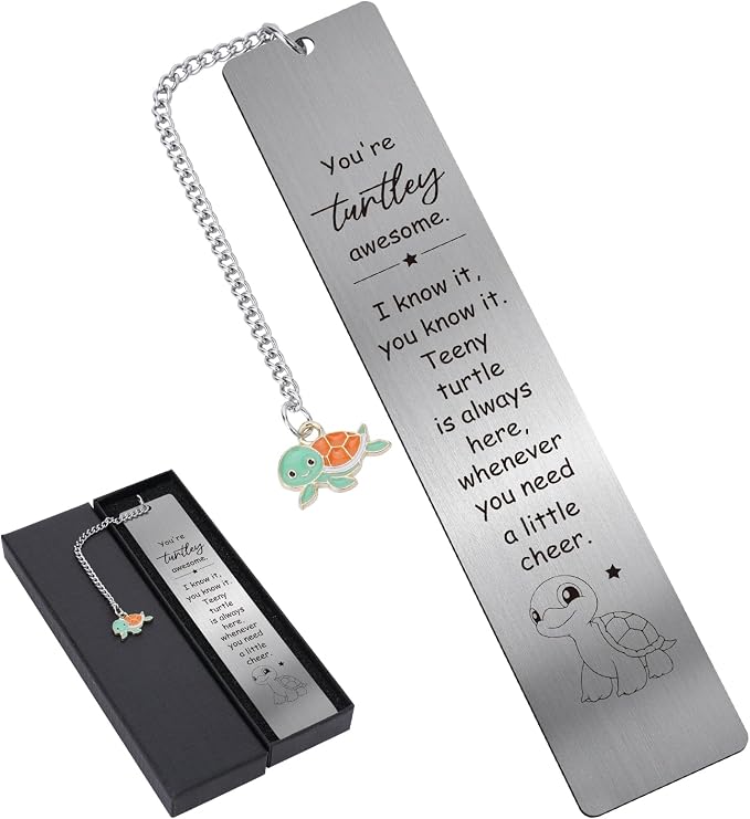 Turtle Inspirational Metal Bookmark - Cute Turtle Decor Bookmark Inspirational Turtle Gifts for Turtle Lovers Book Markers for Women Teen Boys Girls Friend Christmas Birthday Decorations