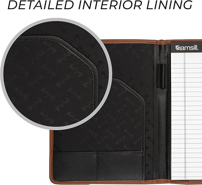 Samsill Professional Padfolio, Hampton Collection, Black/Brown Faux-Leather Business Portfolio, Includes 8.5 x 11 Writing Pad
