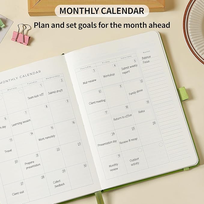 Planner 2025-2027, 36 Months Weekly and Monthly Planner with Budget & Goal Setting, 8.3" x 5.7", Flexible Cover, Daily Organizer with Inner Pocket, Bookmarks, Pen Holder for School Office Home-Green