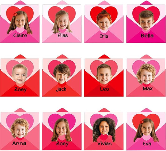 60pcs Valentine's Day Theme DIY Cutouts Heart Envelope Bulletin Board Decoration Set Envelope Paper Cut-Outs Classroom Decor for Valentines Classroom DIY Photo Craft Party School Wall Door Supplies