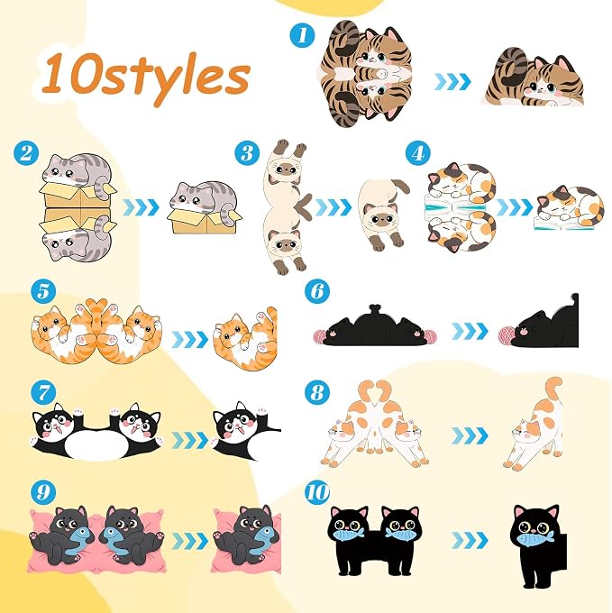 TenKa 10 Pcs Magnetic Bookmarks Cute Cat Bookmarks, Bookish Gifts for Book Lovers Women Readers, Kawaii Magnet Book Markers Reading Accessories Cat Themed Gifts for Teachers