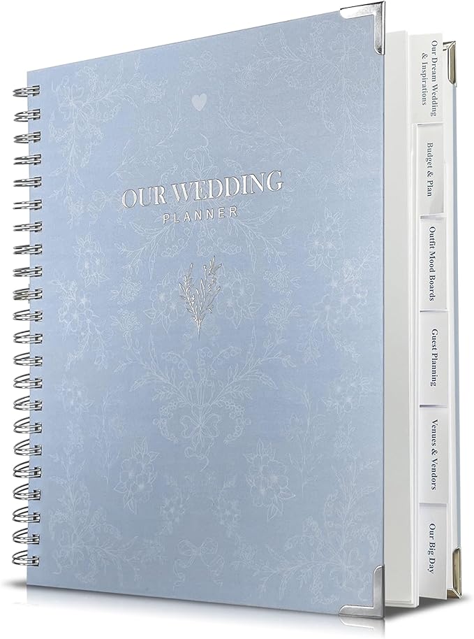 Bride Squad Wedding Planner Book and Organizer | Bridal Wedding Planner Book with Countdown Calendar & Checklists | A Thoughtful Engagement Gifts for Couples, Blue Floral