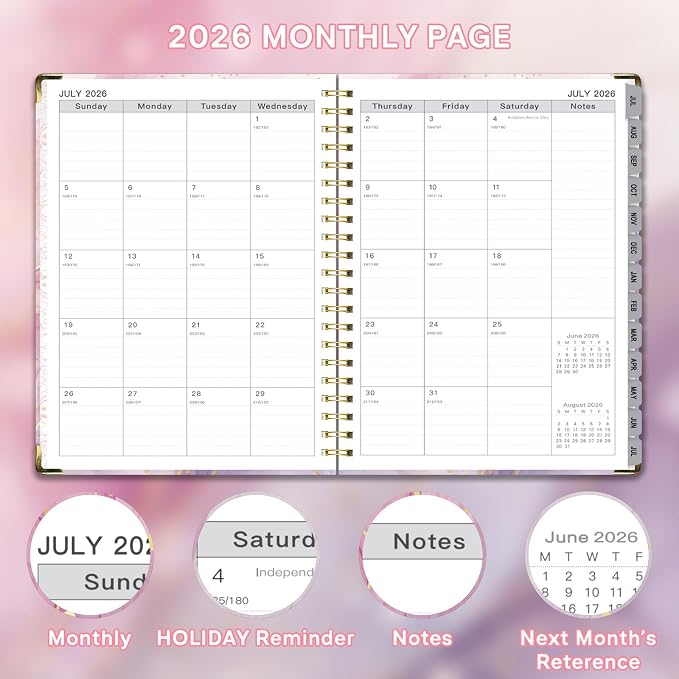 Planner 2026-2027, Weekly and Monthly Academic Planner, Jul 2026 - Jul 2027, 8.5"x11" Large Hardcover Daily Planner Calendar with Tabs for Women, Year Planning Agenda for Teacher and Student (Marble pattern)
