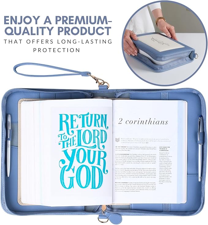 Bible Cover Case for 7 X 9 inch Books, Bible Cases for Woman, Standard PU Leather Bible Covers for Women w/Shoulder Strap, Zipper Closure, Ideal for Christian Art Gifts Bible Cover, Grey