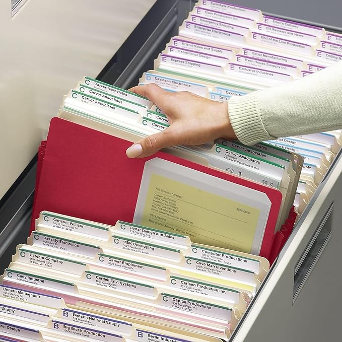 Smead File Pocket, Straight-Cut Tab, 1-3/4" Expansion, Letter Size, Red, 50 per Box (73221)