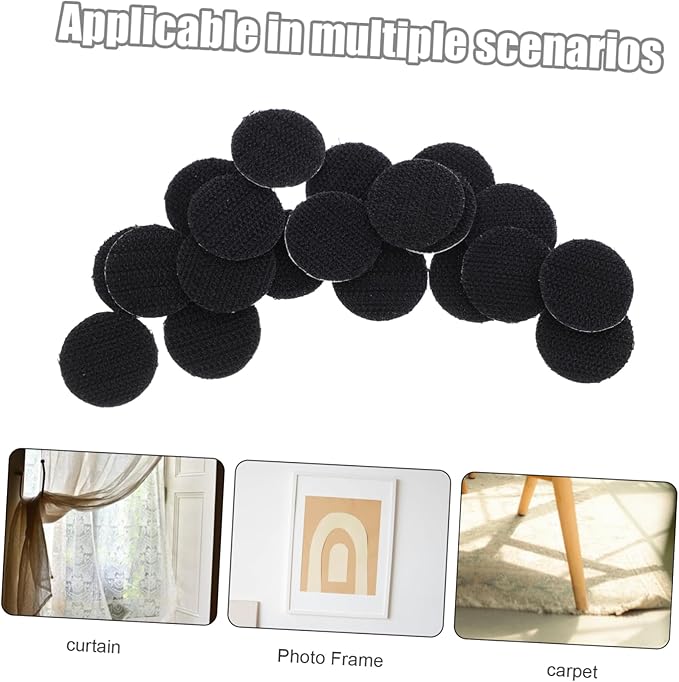 PRETYZOOM 20pcs Strong Adhesive Hook and Loop Tape for Mounting Reusable Round Pads for Wall Decor and Tools Hanging for Carpets Wires and Frames