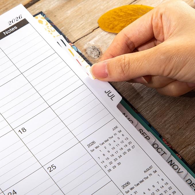Planner 2026 - Weekly and Monthly Calendar Academic Planner, 2026 Yearly Daily Calendar Planning Agenda Book with Month Tabs, Jan to Dec 2026, With Stickers for Home Office School, 6.5" x 8.5" (Ginkgo leaves)