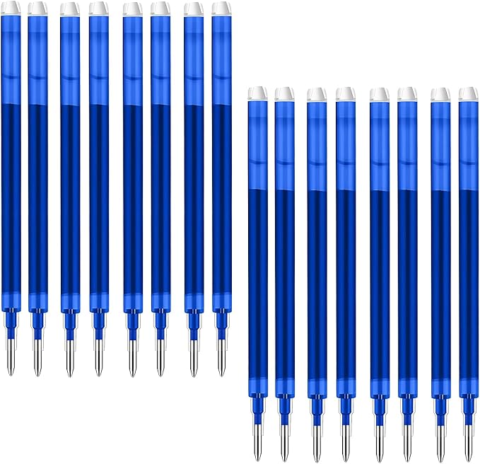 0.7 mm Erasable Gel Ink Pen Refills Compatible with Frixion Friction, Smooth Writing Multicolor Retractable Fine Point Pen Refill for School Office Home Art (Blue, 16)