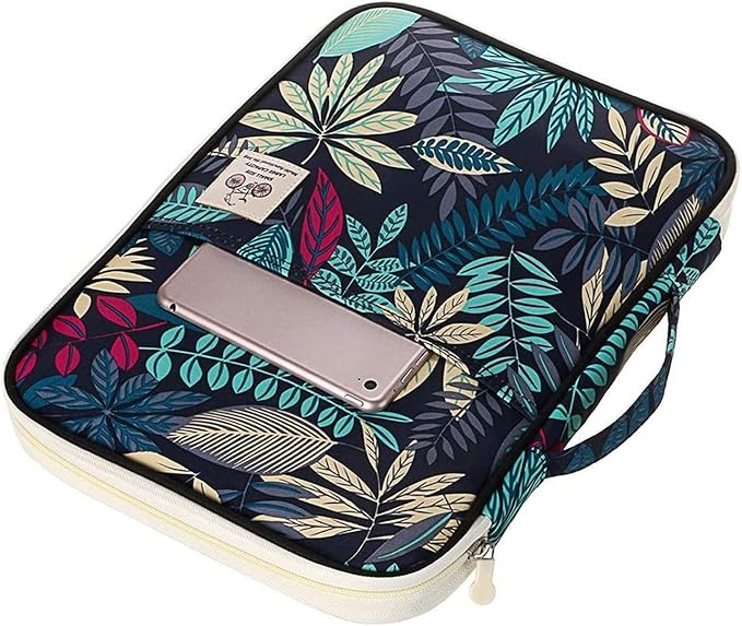 JAKAGO Travel Portfolio Organizer Waterproof A4 Document Bag Multifunctional Travel Note Pouch Zippered Case for Notebook, Ipad, Journals, Sketch Books (Dark Blue)
