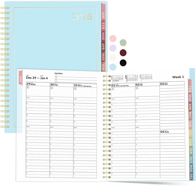 Appointment Book 2026 Planner, Forvencer Daily Weekly & Monthly Calendar Planner (Jan 2026-Dec 2026), 6" x 8", Hourly Agenda Book, 30 Minute Increments, Flexible Cover, Organizer Notebook, A5, Blue
