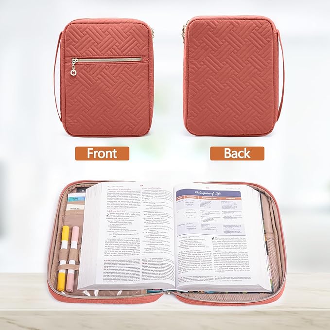 APLUFINE Bible Cover for Women - Soft Bible Case - Carrying Book Case for Bible Accessories - Bible Holder Case for Women - Girls Bible Bag - Bible Carrier - Bible Sleeve - Church Bag