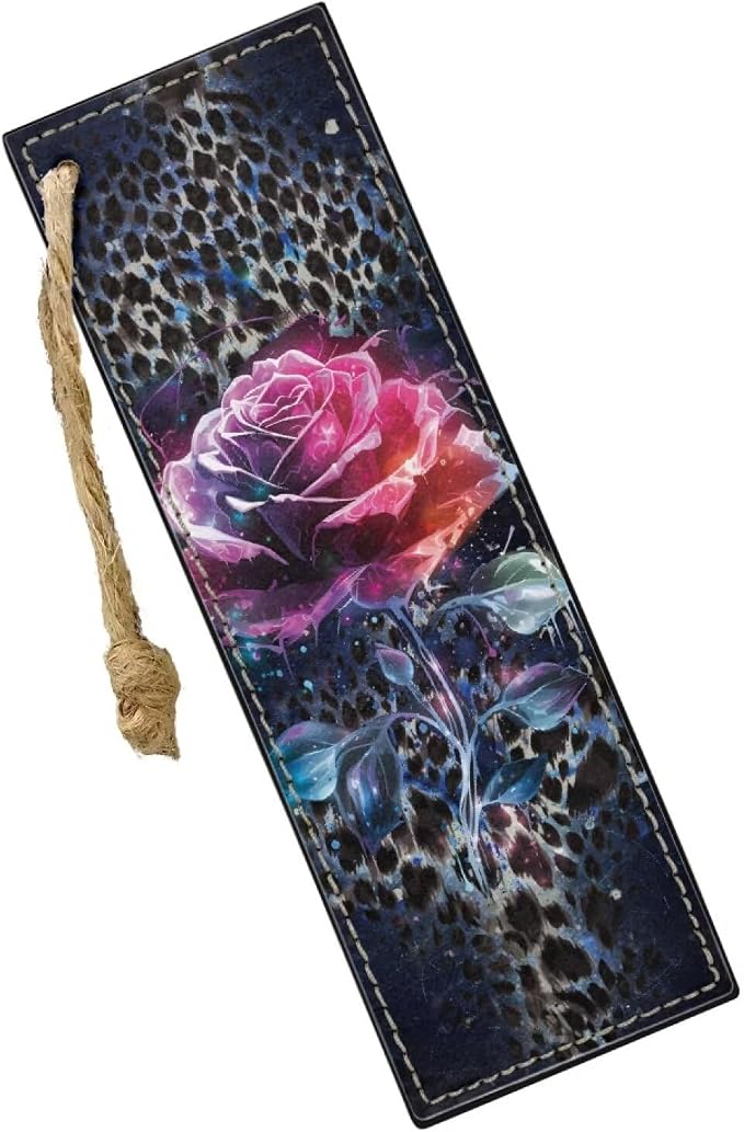 Bookmarks for Men Boy, Cool Bookmarks Leopard-Print Roses Book Marks for Adults Kids Bookmark Set of 2 for Bibles