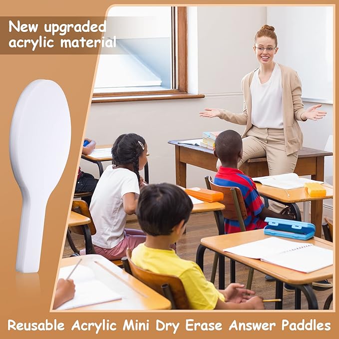 Containlol 4 Pcs Mini Dry Erase Answer Paddles Acrylic Answer Board Double-Sided Response Paddles Quick Response Board with Handle for Teaching Office Games Home