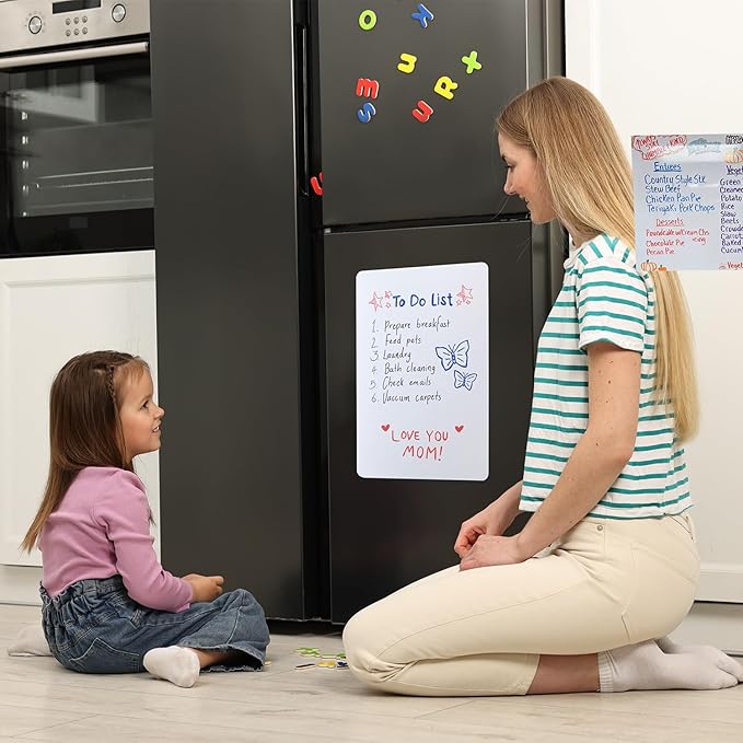 Magnetic Dry Erase Whiteboard for Refrigerators, 18" x 24" White Board on Wall for Organizer and Planner, Kitchen Fridge Shopping List with Marker, Magnetic Eraser and Magnets