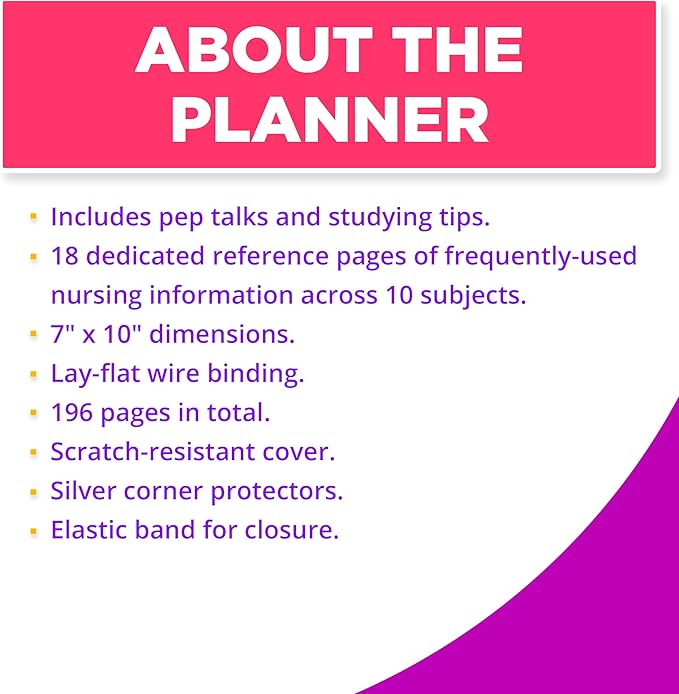 Nursing School Study Planner - Nursing Student Gifts - Spring 26/Fall 26 Calendar Year - Dates Start January 1st 2026 through January 31st 2027