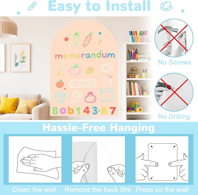 Magnetic Wall Decal for Kids Magnetic Chalkboard Decal Play Wall Milk Tea 40x32 Inch Self Adhesive Magnet Wallpaper Sticker with Letters and Color Liquid Chalk for Playroom School Home
