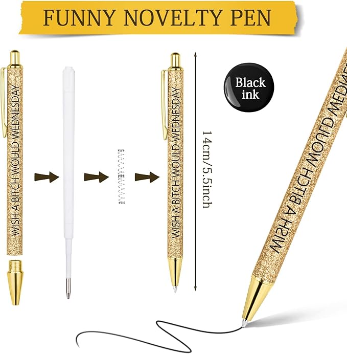 AUAUY Funny Pens - 7PCS Ballpoint Set for Each Day, Spoof Fun Office Gifts