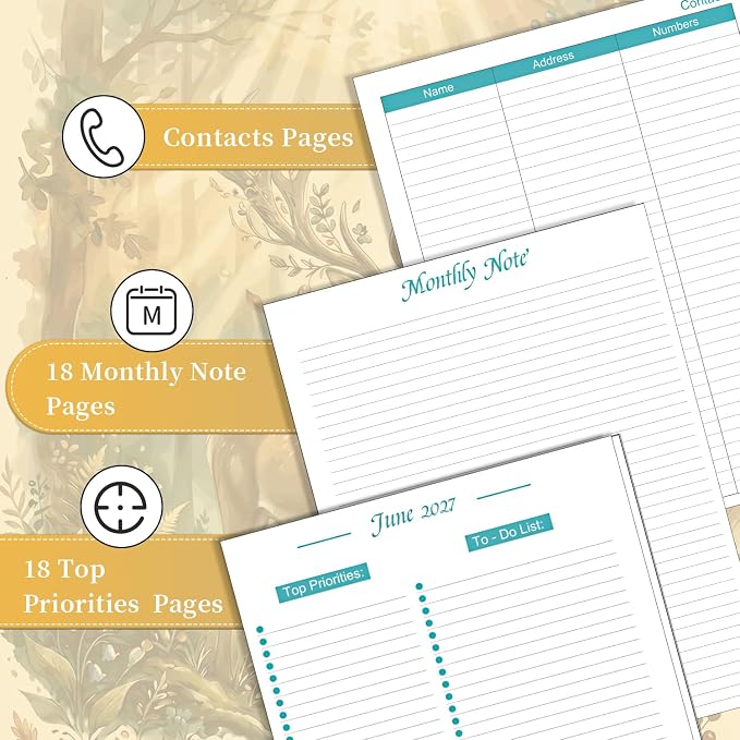 2026-2027 Monthly Planner, Jul 2026 - Dec 2027, 18 Month Large Monthly Planner 9" x 11", Hardcover Calendar Academic Planners Notebook, Spiral Daily Oragnizer for Office School and Home