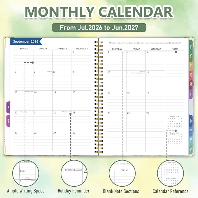 Teacher Planner 2026-2027, July 2026 to June 2027 Academic Year, 8.5" x 11" Lesson Planner Book for Teachers with Colorful Tabs, Teacher Calendar for Classroom or Homeschool, Hardcover, Butterfly
