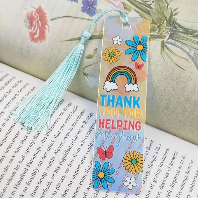 120Pcs Acrylic Bookmark Blanks Kits, Iridescent Clear Bookmarks Bulk,30Pcs Blank Bookmarks with 30PCS Booklover UV DTF Stickers and 30 Color Tassels for DIY Crafting Projects and Book Lovers Gifts