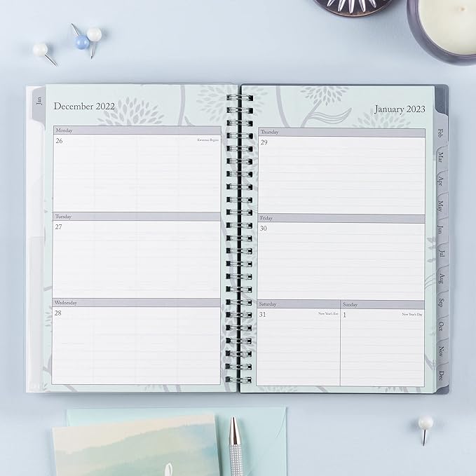 Blue Sky 2023 Weekly and Monthly Planner, January - December, 5" x 8", Frosted Cover, Wirebound, Rue Du Flore (101603-23)
