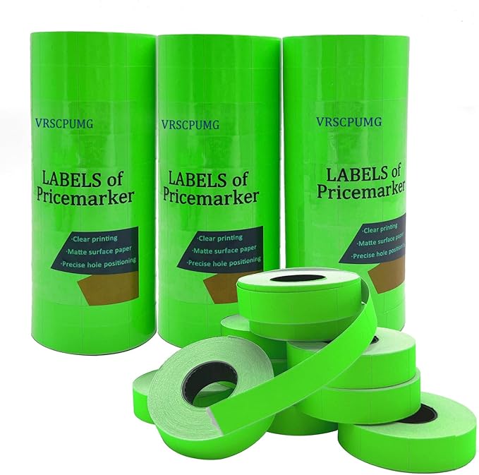 2-Line Price Gun Labels: 40 Rolls (20,000 Labels), Green, Compatible with MX-6602/MX-6600/YH-689 & More Universal Pricing Guns (Green)
