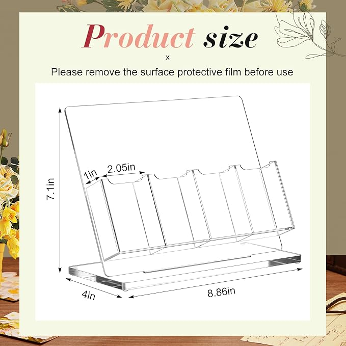 Dunzoom 2 Pcs Freestanding Acrylic Bookmark Display Holder for Business Multiple No Assembly Required 2'' Bookmark Organizer Stand for Vendors Retail Store Craft Show (One-Layer 4 Slots)