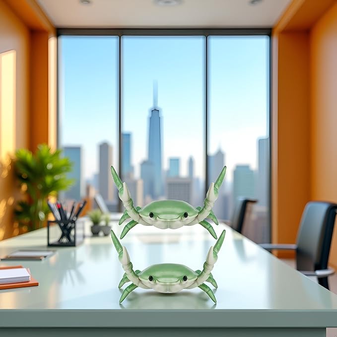 2Pcs Green Creative Crab Pen Holder Weightlifting Crabs Pen Stand Storage Rack, Pencil Holders Desk Supplies Holders and Dispensers, Desk Accessories and Workspace Organizer