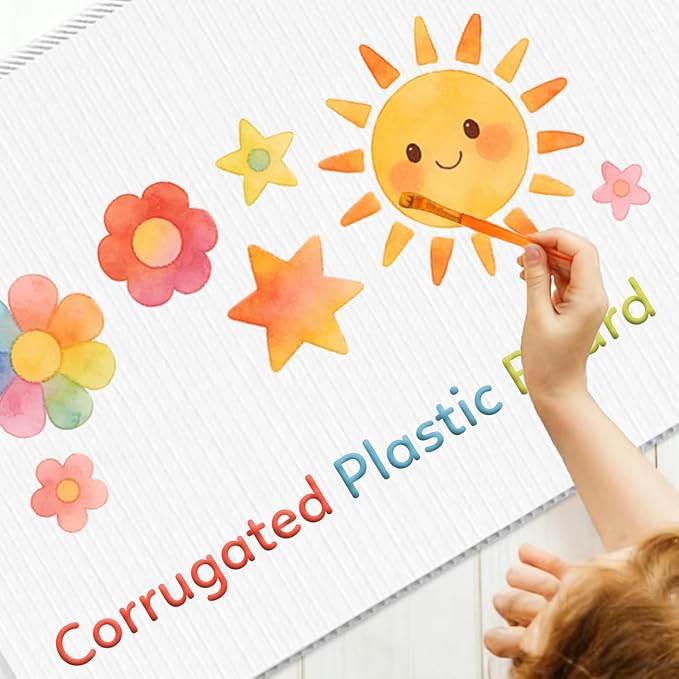 Corrugated Plastic Board 24" x 36", 5 Pack White Plastic Poster Board & Blank Yard Signs, 3/16 Inches Thick Double-Sided Poster Sheets for School Projects, Craft, Art, Garage Sale, Rent