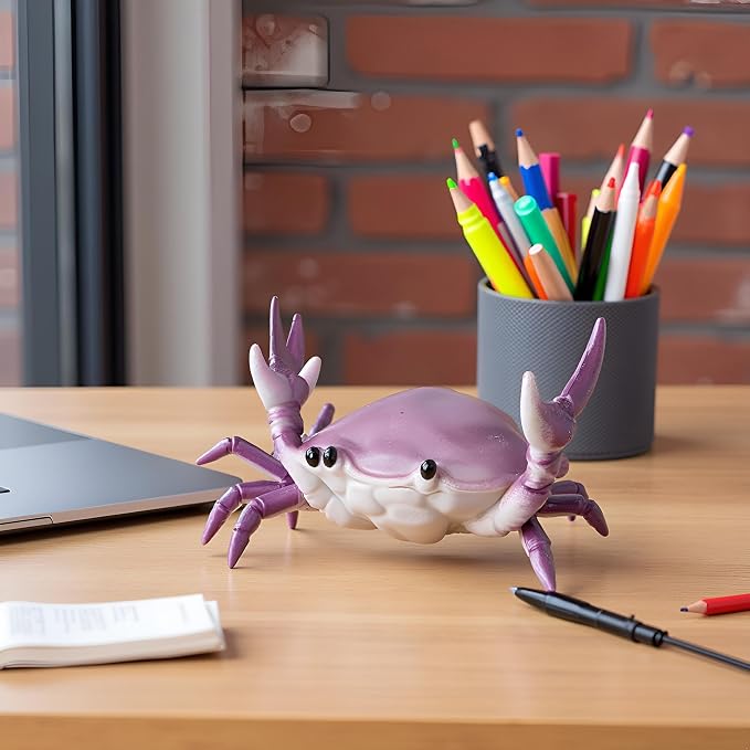 Crab Pen Holder,Cute Storage Rack Creative Desk Pen Stand Weightlifting Crabs Pen Rack Office Home Desktop Decoration Stationery Gift,Pencil Holders Desk Supplies Holders and Dispensers (Purple)