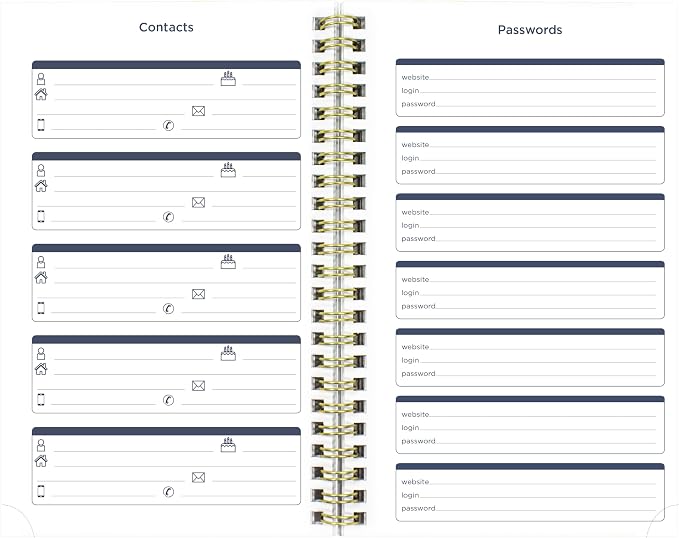 Blueline® Essential Academic Weekly/Monthly Planner, 13 Months, July 2026 to July 2027, Gold Twin-Wire Binding, Poly Cover, 8" x 5", Floral Design, Green (CA114PM.02)