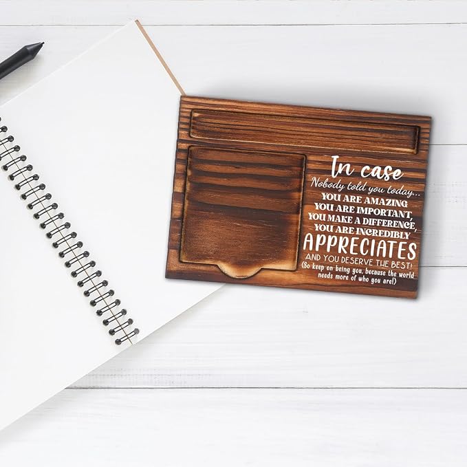 Appreciation Thank You Gift for Coworker Teacher Nurse Friend, Wooden Sticky Note Holder for Desk, Employee Appreciation Desk Organizer, Office Gift for Women Men Mentor HR VN337