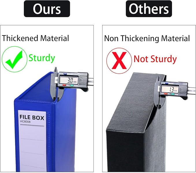 6 Pack Foldable Plastic Box Files A4 with Metal Clip,65mm Spine,Document Archive Folders for Office（Blue）