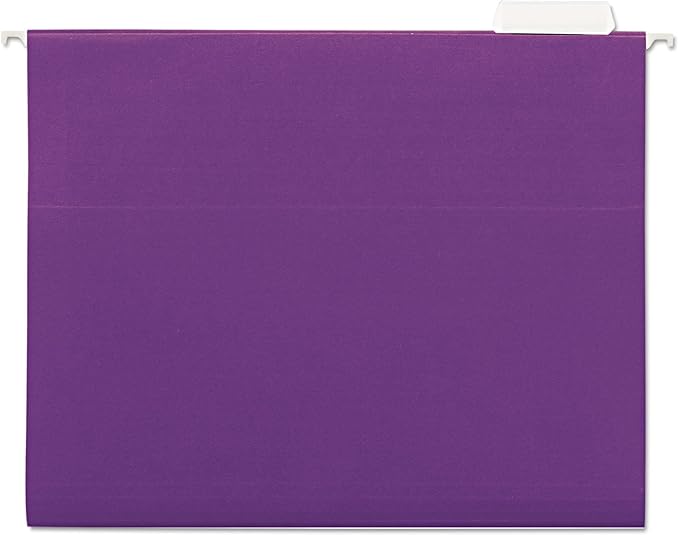 Universal Deluxe Bright Color Hanging File Folders, Letter Size, 1/5-Cut Tabs, Violet, 25/Box
