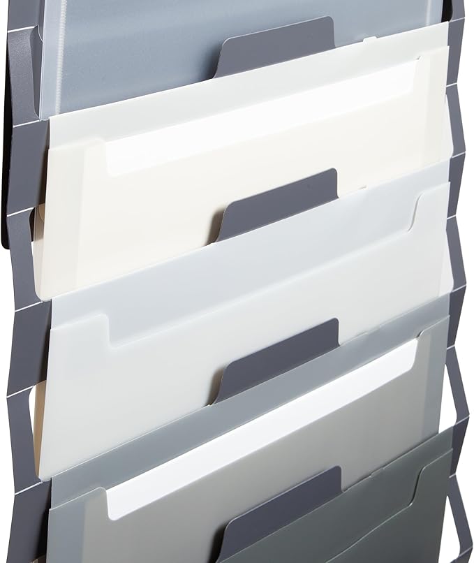 SMEAD Cascading Wall Organizer, 6 Pockets, Letter Size, Gray/Neutral Pockets (92061)
