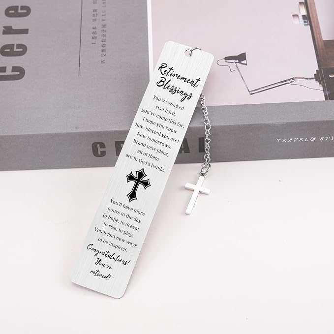 Retirement Gift for Woman Men Happy Cool Retirement Gifts for Women Coworkers Farewell Goodbye Gifts Cross Metal Bookmark