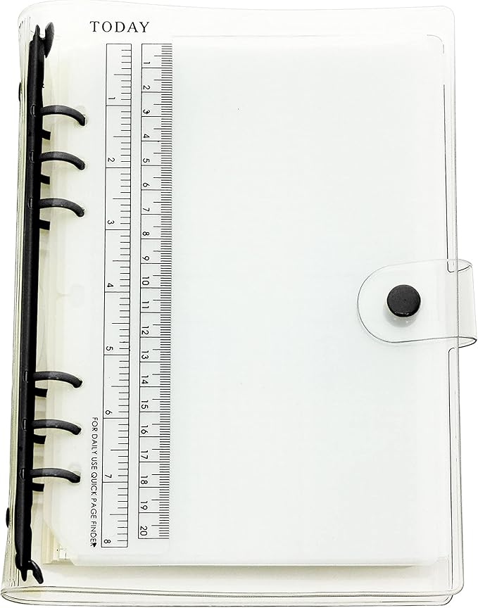A6 A5 6-Holes Colorful PVC Cover Personal Organizer with Snap Button Closure File Folder for Loose Leaf Sheet Notebook (Black Ink, A5 combo)