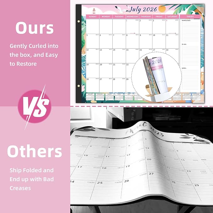 Ospelelf Desk Calendar 2026-2027 Large 22'' x 17'', 2026 Monthly Deskpad Calendar, 18 Month Calendar for Family Office, Use July 2026 - Dec 2027, Four Seasons Calendar