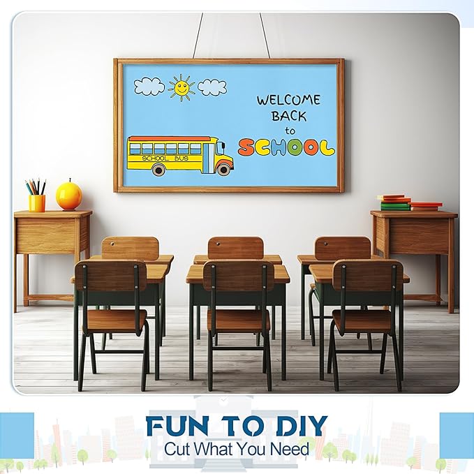 Hahafelt 16 in x 40 Ft Fabric Bulletin Board Roll Classroom Non Woven Fabric Background Decorations Waterproof Wrinkle Resistant Bulletin Board for Back to School Wall Decor(Light Blue,Pure)