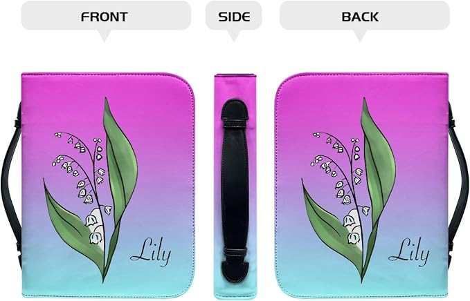 Personalized Bible Cover with Birth Flower, Custom Bible Cover Case for Women Girls, Large Capacity Scripture Bag with Handle