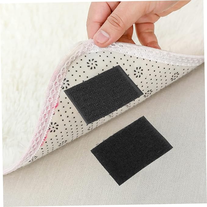 LALAFINA 150pairs Hook and Loop Tape Double Strips Tape Loop Adhesive Backing for Couch Sofa Bed Sheet Rug Carpet Mounting