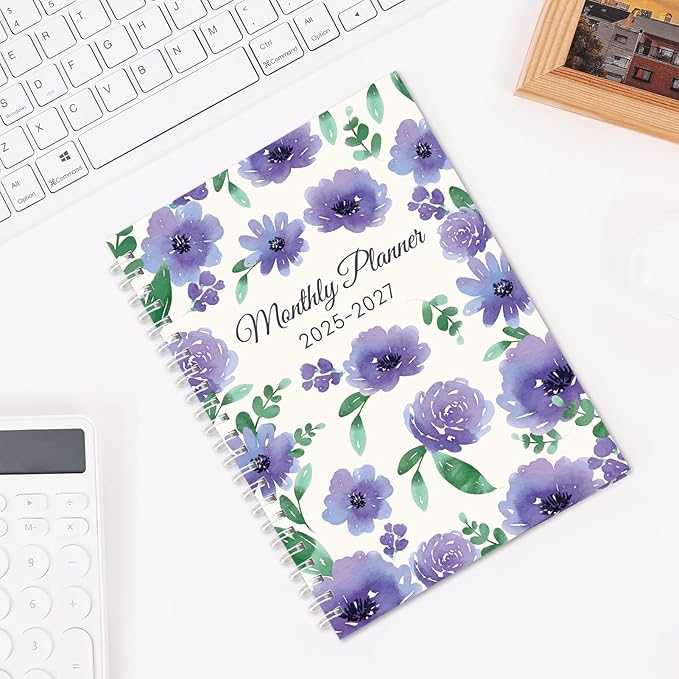 Monthly Planner 2025-2027, Monthly Calendar July 2025 - December 2027, A5 Planner 2025-2026 with Coil, 5.9'' x 8.4'', Perfect for Office School Supplies Organizing Planning - Purple
