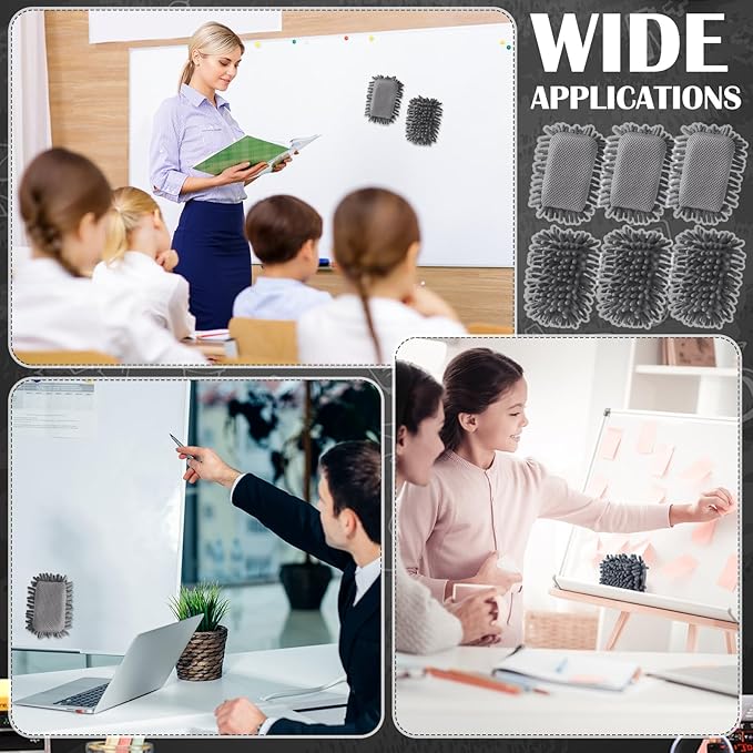Sherr 36 Pcs Microfiber Shag Magnetic Erasers Bulk Washable Dry Erase Whiteboard Erasers for Whiteboard, Chalkboard, and Memo Boards Marker, Chalk Mark, Office Supplies Adult(Gray Color)
