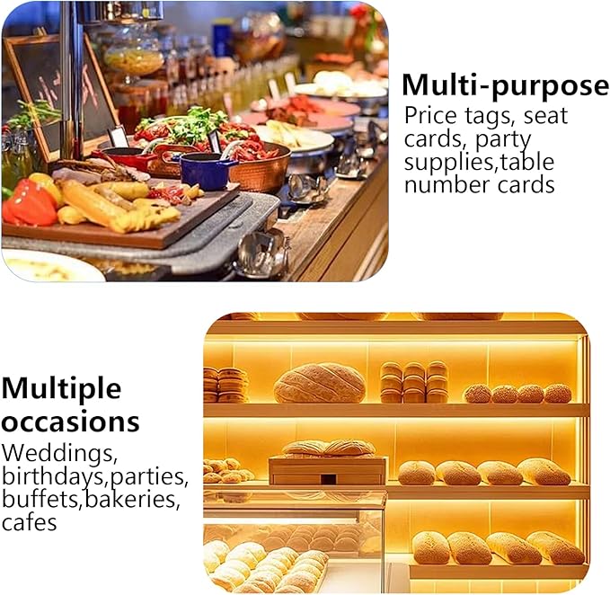 L-Shaped Mini Chalkboard Signs, Food Labels for Party Buffet, Reusable Tabletop Signs for Buffet, Bakery, Wedding, Party (12 Pack, 4"x3"), Includes 7 Color Chalk Markers, Cleaning Cloth