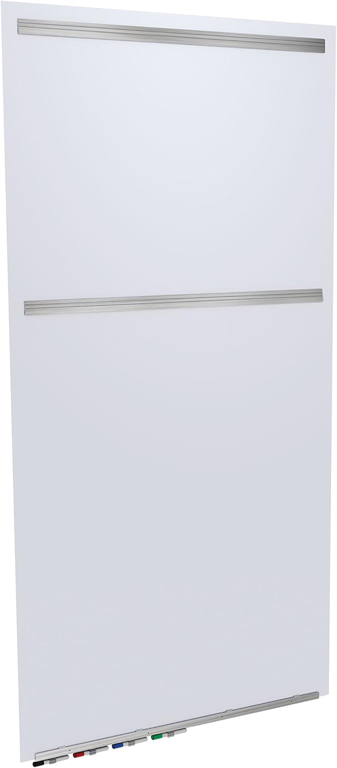 Aria 3'H x 2'W Low Profile 1/4" Glass Whiteboard - Vertical Beige - 4 Markers and Eraser